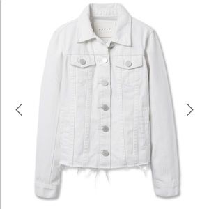 Blank NYC White Denim Raw Hem Jacket